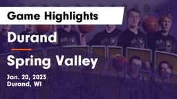 Durand  vs Spring Valley  Game Highlights - Jan. 20, 2023