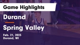 Durand  vs Spring Valley  Game Highlights - Feb. 21, 2023