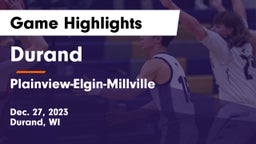 Durand  vs Plainview-Elgin-Millville  Game Highlights - Dec. 27, 2023