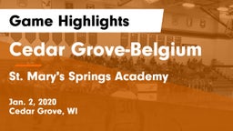 Cedar Grove-Belgium  vs St. Mary's Springs Academy  Game Highlights - Jan. 2, 2020