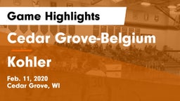 Cedar Grove-Belgium  vs Kohler  Game Highlights - Feb. 11, 2020
