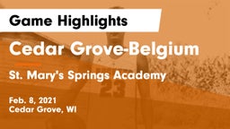 Cedar Grove-Belgium  vs St. Mary's Springs Academy  Game Highlights - Feb. 8, 2021