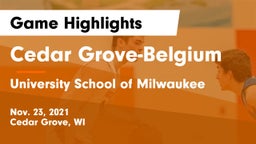 Cedar Grove-Belgium  vs University School of Milwaukee Game Highlights - Nov. 23, 2021