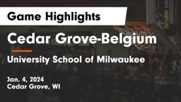 Cedar Grove-Belgium  vs University School of Milwaukee Game Highlights - Jan. 4, 2024