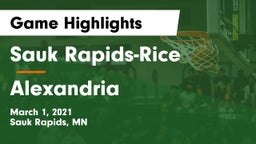 Sauk Rapids-Rice  vs Alexandria  Game Highlights - March 1, 2021