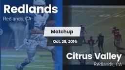 Matchup: Redlands vs. Citrus Valley 2016