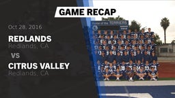 Recap: Redlands  vs. Citrus Valley 2016