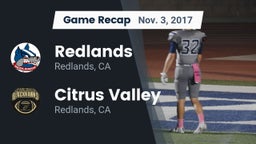 Recap: Redlands  vs. Citrus Valley  2017