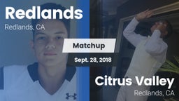 Matchup: Redlands vs. Citrus Valley  2018