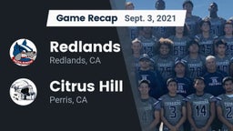 Recap: Redlands  vs. Citrus Hill  2021
