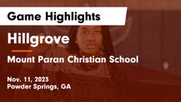 Hillgrove  vs Mount Paran Christian School Game Highlights - Nov. 11, 2023