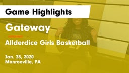 Gateway  vs Allderdice Girls Basketball Game Highlights - Jan. 28, 2020