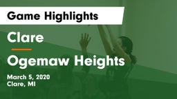Clare  vs Ogemaw Heights  Game Highlights - March 5, 2020