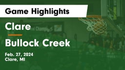 Clare  vs Bullock Creek  Game Highlights - Feb. 27, 2024