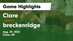Clare  vs breckenridge Game Highlights - Aug. 29, 2022