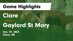 Clare  vs Gaylord St Mary Game Highlights - Oct. 29, 2022