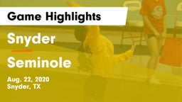 Snyder  vs Seminole  Game Highlights - Aug. 22, 2020