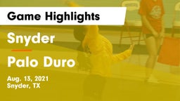 Snyder  vs Palo Duro  Game Highlights - Aug. 13, 2021