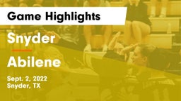 Snyder  vs Abilene  Game Highlights - Sept. 2, 2022