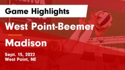 West Point-Beemer  vs Madison  Game Highlights - Sept. 15, 2022