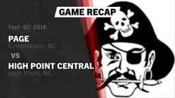 Recap: Page  vs. High Point Central  2016