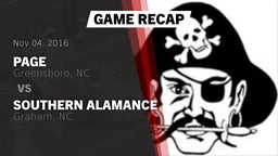 Recap: Page  vs. Southern Alamance  2016