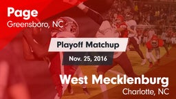 Matchup: Page  vs. West Mecklenburg  2016