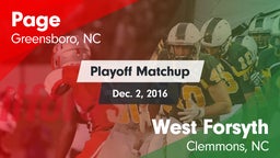 Matchup: Page  vs. West Forsyth  2016