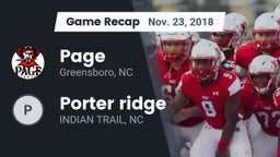 Recap: Page  vs. Porter ridge  2018