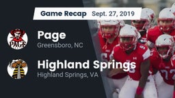 Recap: Page  vs. Highland Springs  2019