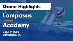 Lampasas  vs Academy  Game Highlights - Sept. 2, 2022