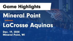 Mineral Point  vs LaCrosse Aquinas Game Highlights - Dec. 19, 2020