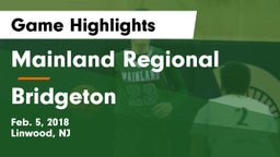 Mainland Regional  vs Bridgeton  Game Highlights - Feb. 5, 2018