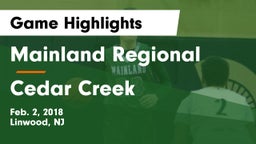 Mainland Regional  vs Cedar Creek  Game Highlights - Feb. 2, 2018