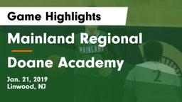 Mainland Regional  vs Doane Academy  Game Highlights - Jan. 21, 2019
