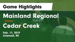 Mainland Regional  vs Cedar Creek  Game Highlights - Feb. 11, 2019