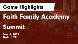 Faith Family Academy vs Summit  Game Highlights - Jan. 8, 2019