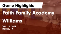 Faith Family Academy vs Williams Game Highlights - Jan. 11, 2019