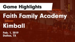 Faith Family Academy vs Kimball Game Highlights - Feb. 1, 2019