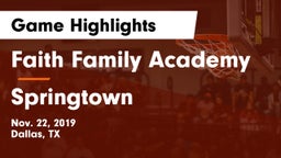 Faith Family Academy vs Springtown Game Highlights - Nov. 22, 2019