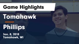 Tomahawk  vs Phillips Game Highlights - Jan. 8, 2018