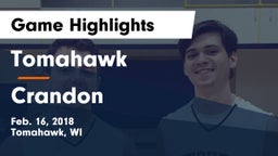Tomahawk  vs Crandon Game Highlights - Feb. 16, 2018