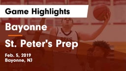 Bayonne  vs St. Peter's Prep  Game Highlights - Feb. 5, 2019