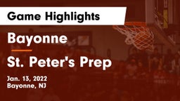 Bayonne  vs St. Peter's Prep  Game Highlights - Jan. 13, 2022