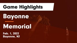 Bayonne  vs Memorial  Game Highlights - Feb. 1, 2022