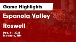 Espanola Valley  vs Roswell  Game Highlights - Dec. 11, 2023