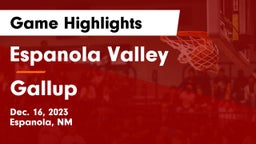 Espanola Valley  vs Gallup  Game Highlights - Dec. 16, 2023