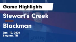 Stewart's Creek  vs Blackman  Game Highlights - Jan. 10, 2020