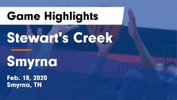 Stewart's Creek  vs Smyrna  Game Highlights - Feb. 18, 2020