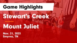 Stewart's Creek  vs Mount Juliet  Game Highlights - Nov. 21, 2023